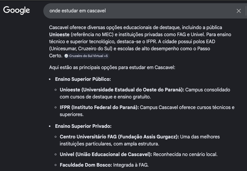 Captura de tela 3: exemplo de resultados de busca Google com painel de resumo por IA.